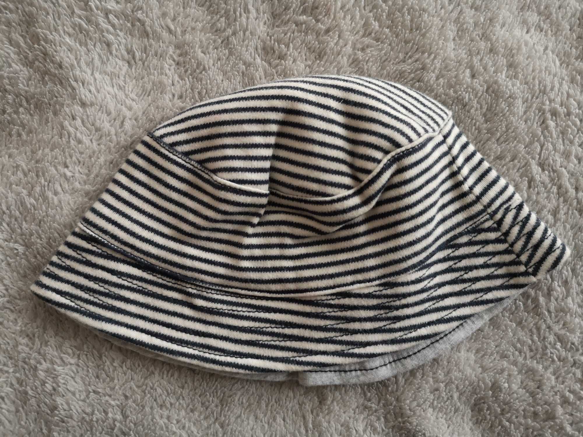 Nowy biały bawełniany letni kapelusz w paski marine Next 56 - 62