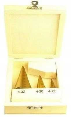 Wiertła stożkowe stopniowane 4mm - 32mm Kpl 3szt