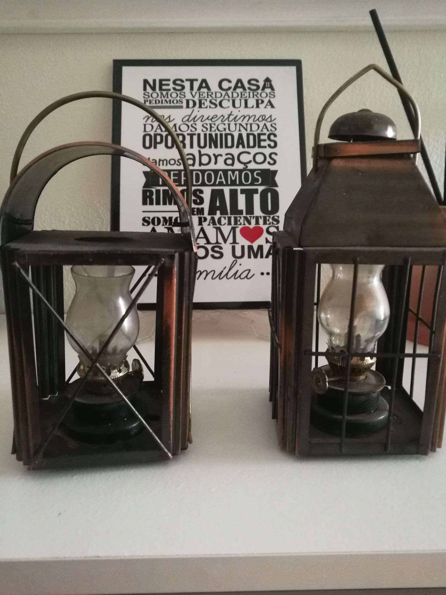 Par de candeias em bronze