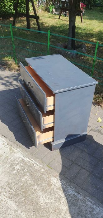 Komoda szara orginalna malowana z szufladami