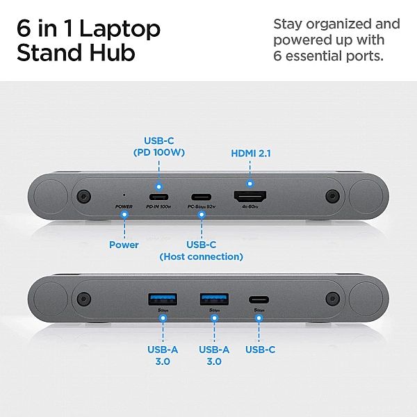 Stojak Spigen LD204H + Hub 6w1 - szary