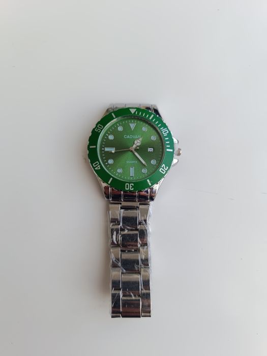Relógio com mostrador verde estilo Rolex novo com calendário