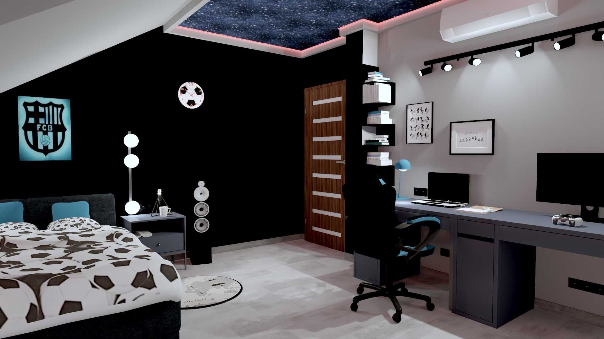 Projekt 3D pokoju młodzieżowego dla nastolatka