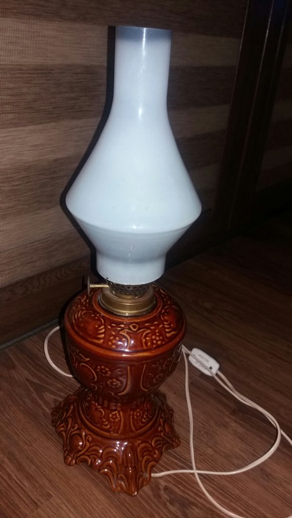 Lampka lampa Antyk szklana porcelana