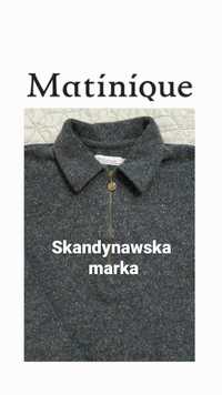 Matinique męski sweter Polo XL szary skandynawski halfzip duński