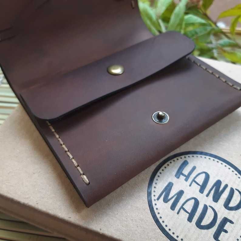 Portfel handmade męski skórzany z grawerem z inicjałami z imieniem
