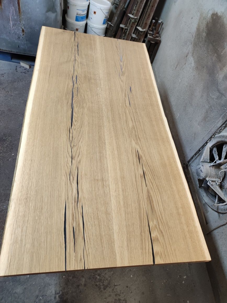 Stół drewniany z żywicą epoksydową, dębowy stół z żywicy