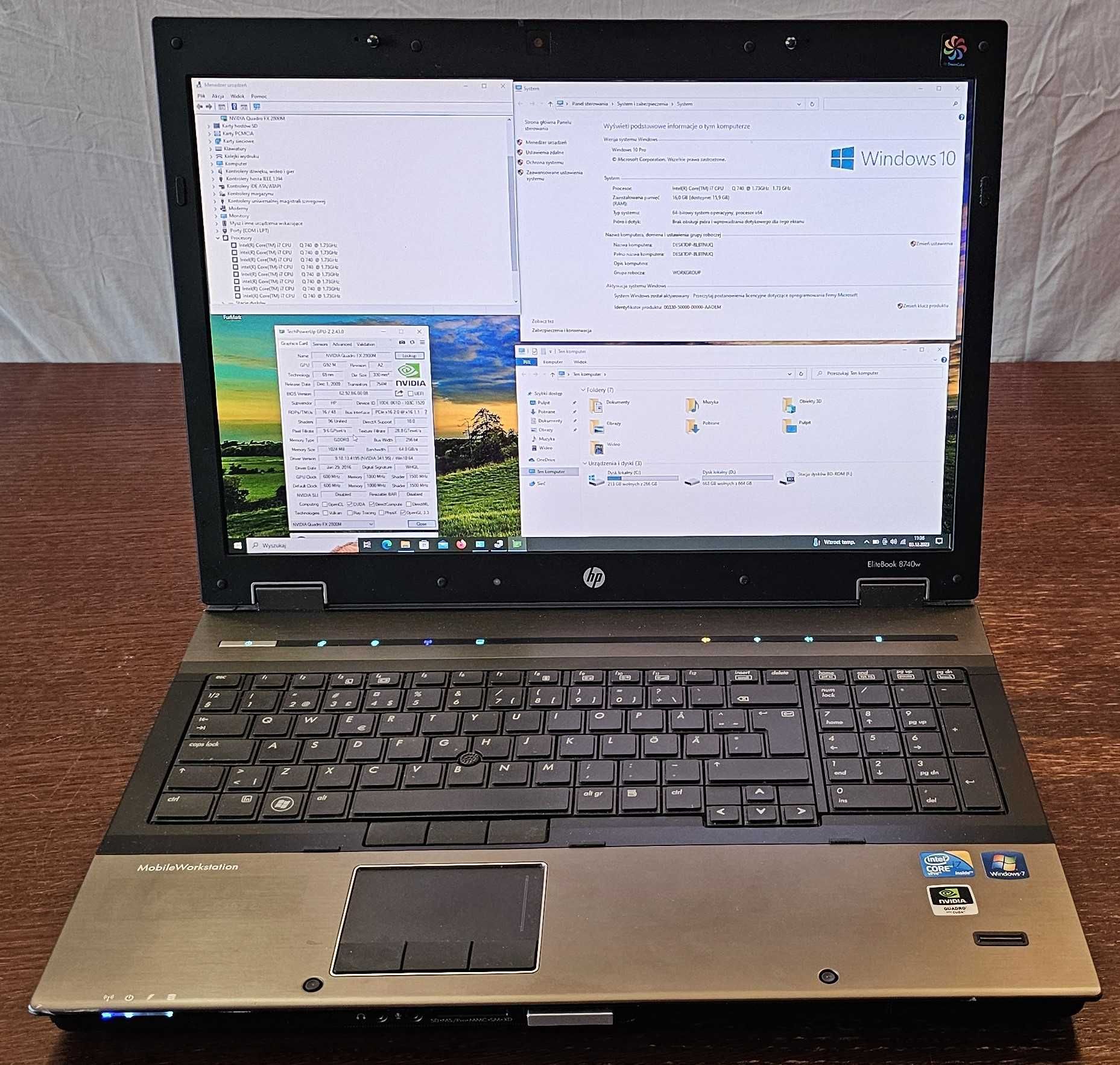 HP EliteBook 8740W/17,3Cala/i7/16GB/1TB/Zasilacz