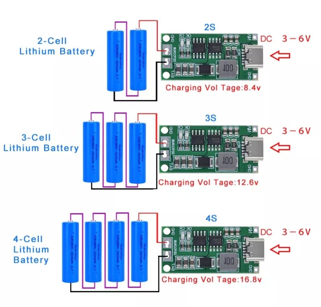 Модуль для зарядки літій полімерних акумуляторів у складанні 2S;3S;4S