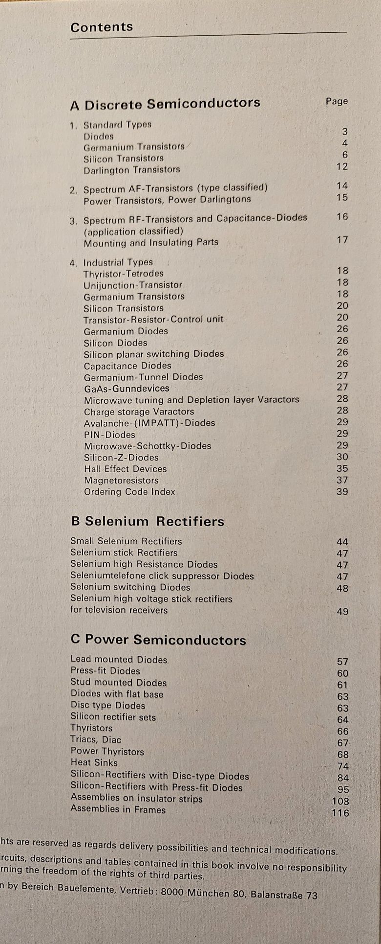 Katalog SIEMENS 1975 - półprzewodniki, prostowniki selenowe