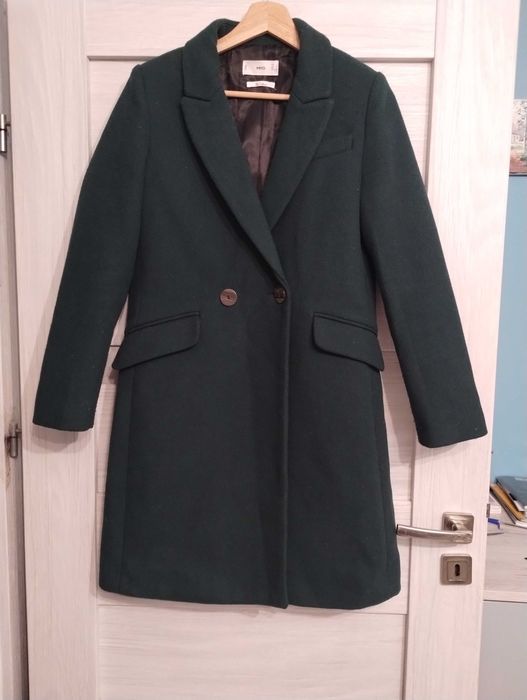 płaszcz z flauszu, butelkowa zieleń MNG rozm. 36