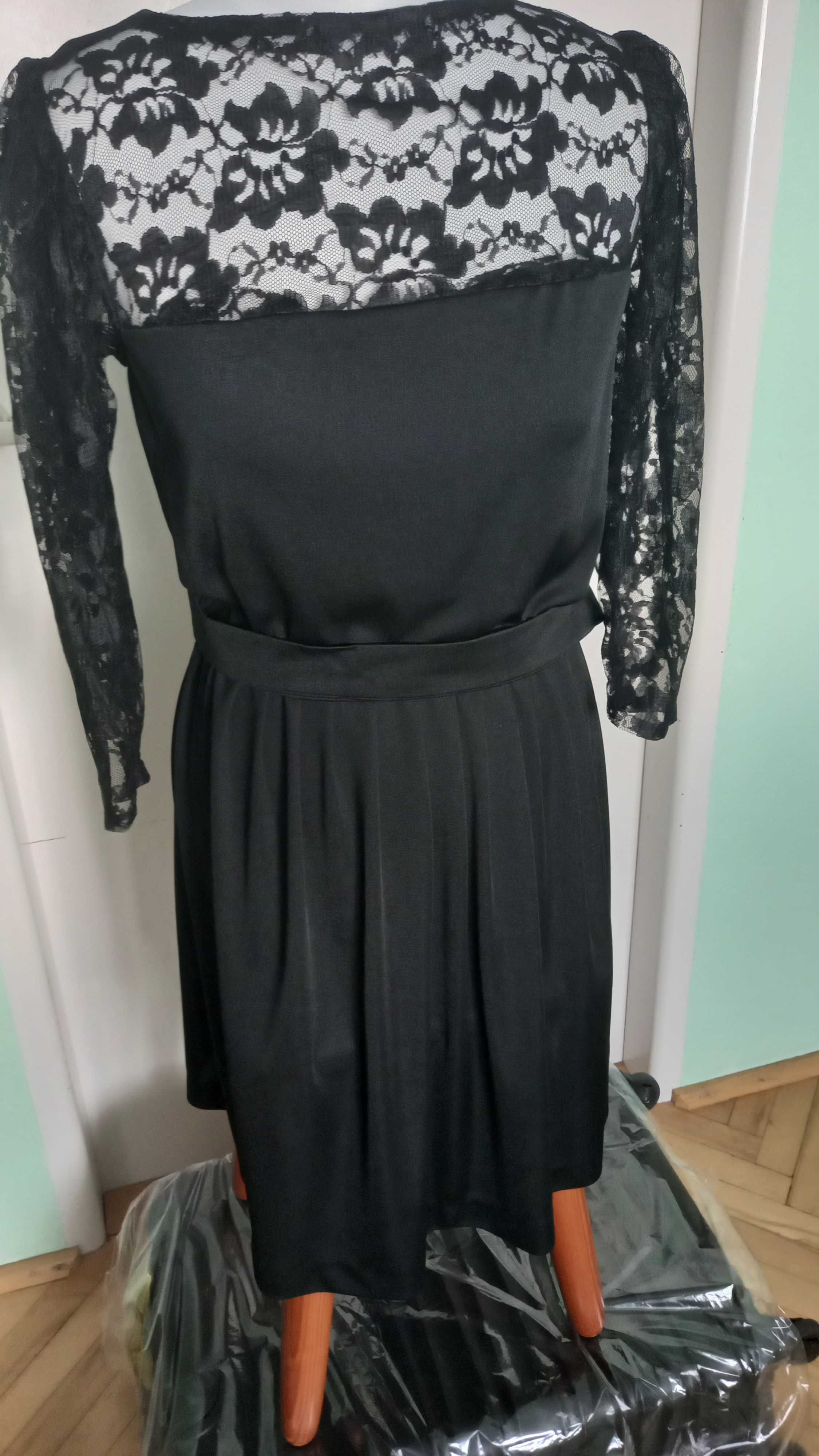 Czarna elegancka sukienka, rozmiar 38
