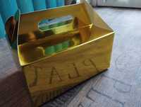 Złote pudełeka na  ciasto nowe komunia slub