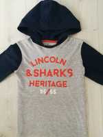 Bluzka z kapturem 5 10 15 Lincoln&Sharks. Rozmiar 134 cm.