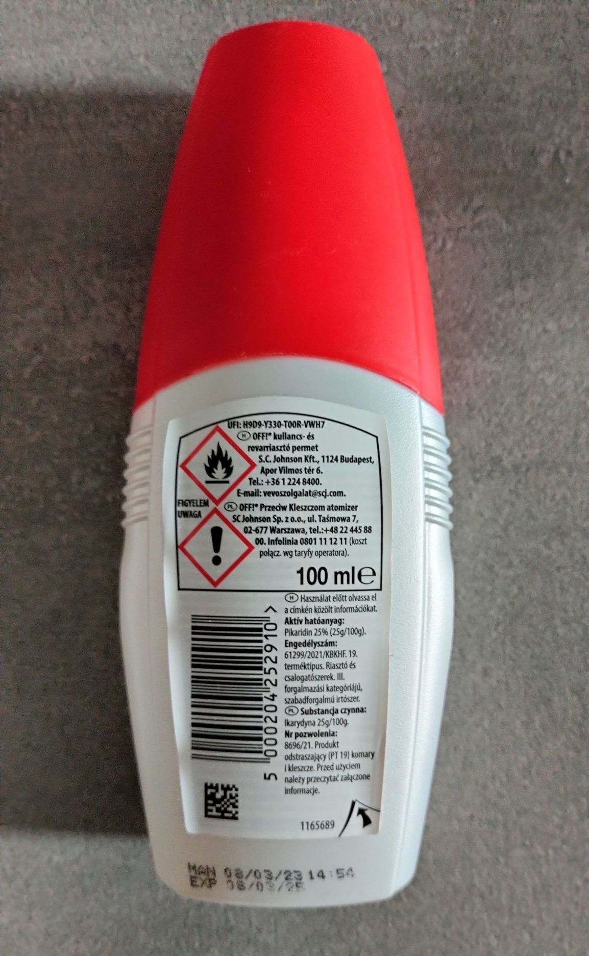 OFF! Atomizer na kleszcze i komary, 100 ml Data ważności 08.03.2025