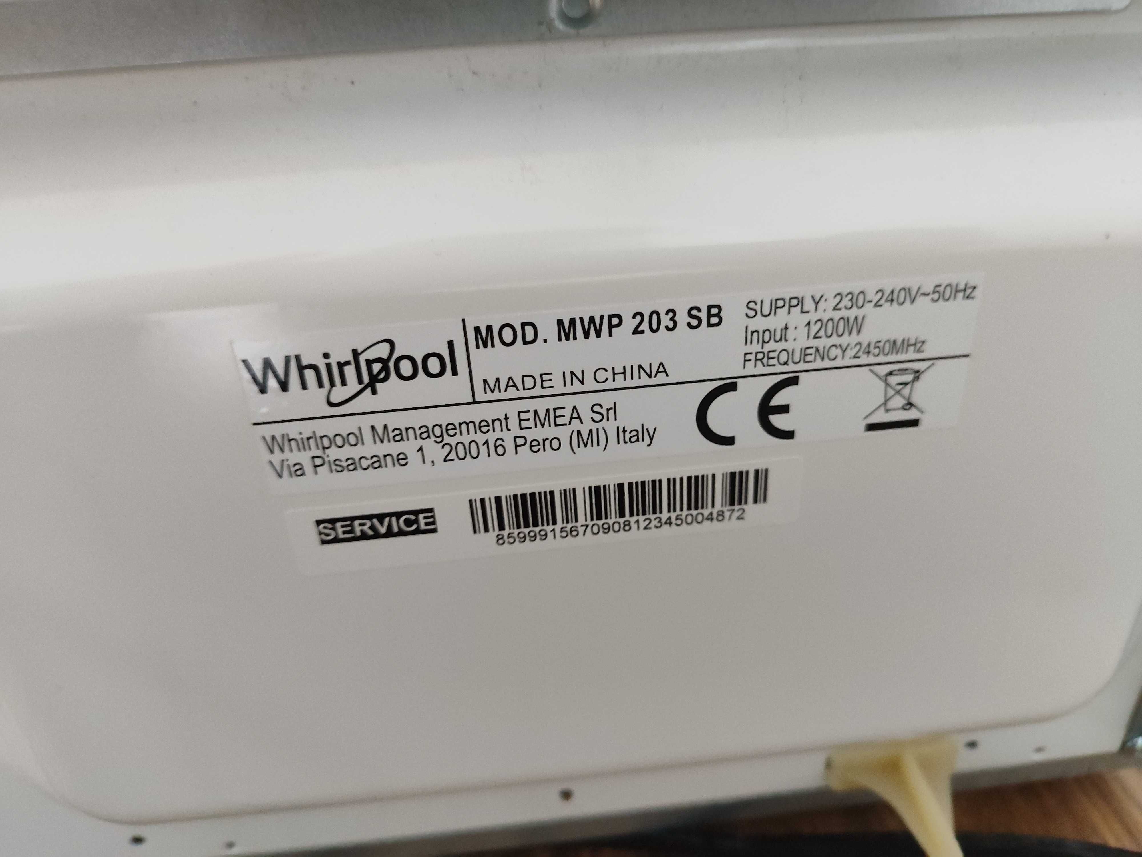 Kuchenka mikrofalowa wolnostojąca Whirlpool - MWP 203 SB