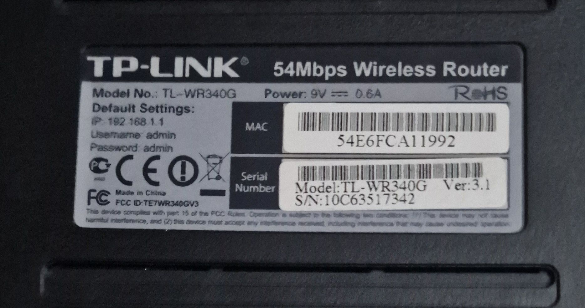 Router TP-LINK TL-WR340G