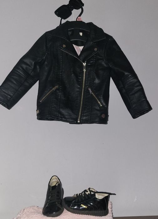 Skórzana kurteczka ramoneska dla dziewczynki River Island 92 98