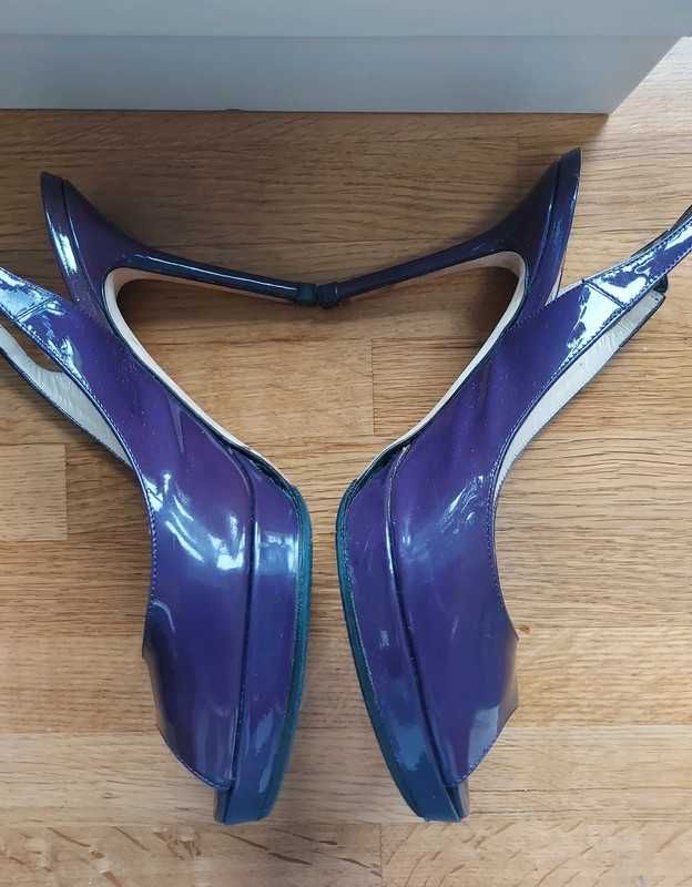 Jimmy Choo fioletowe skorzane czolenka 36