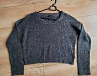 Sweterek krótki szary  z wełną h&m oversize  roz 34/6/XS pasuje też na