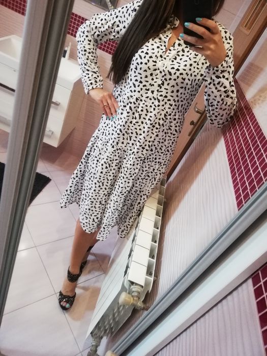 Nowa sukienka 38 M zwiewna jasna koszulowa biała