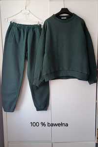 THE ODDER SIDE komplet dresowy bluza i spodnie zestaw bawełna zielony