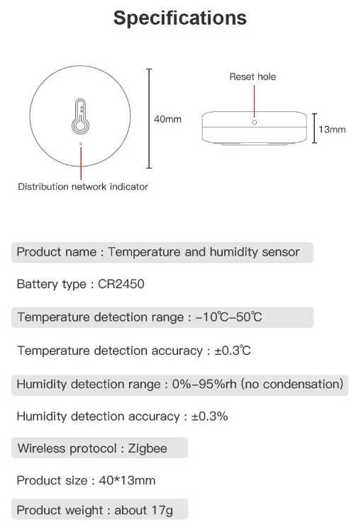 Zigbee Датчики температури вологості Tuya