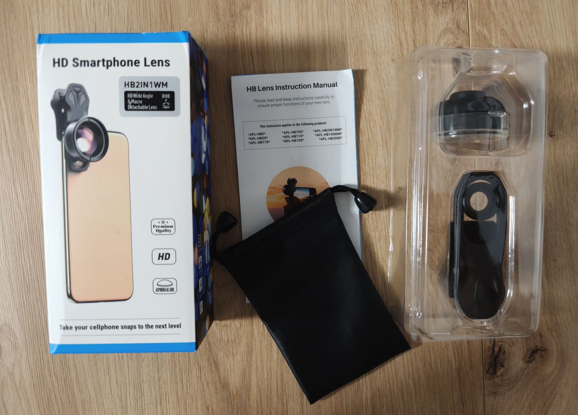 Soczewka Apexel 2w1 Macro+Szeroki kąt