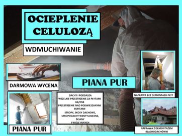 Wdmuchiwanie Celulozy, Naprawa Dachu Po Kunie, Piana Pur, Polimocznik