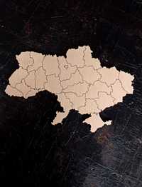 Карта України з деревини,вироби з фанери, вивіски з деревини, логотип