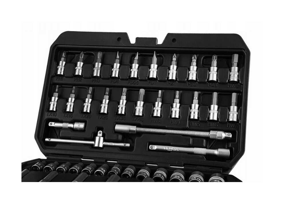 Zestaw Narzędzi Klucze Nasadowe NEO 55 el. 1/4” – Bity TORX + Walizka