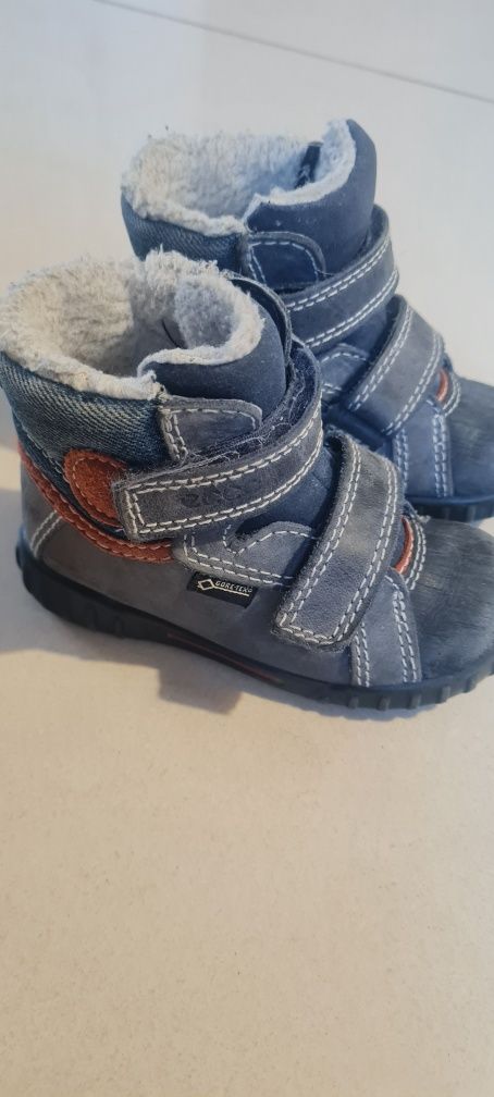 Kozaki buty zimowe Ecco Mimic roz 22 Gore-tex granatowe na rzepy