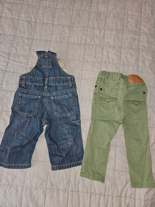 2 pary spodni: ogrodniczki H&M rozm. 68 i chinosy Next rozm. 86