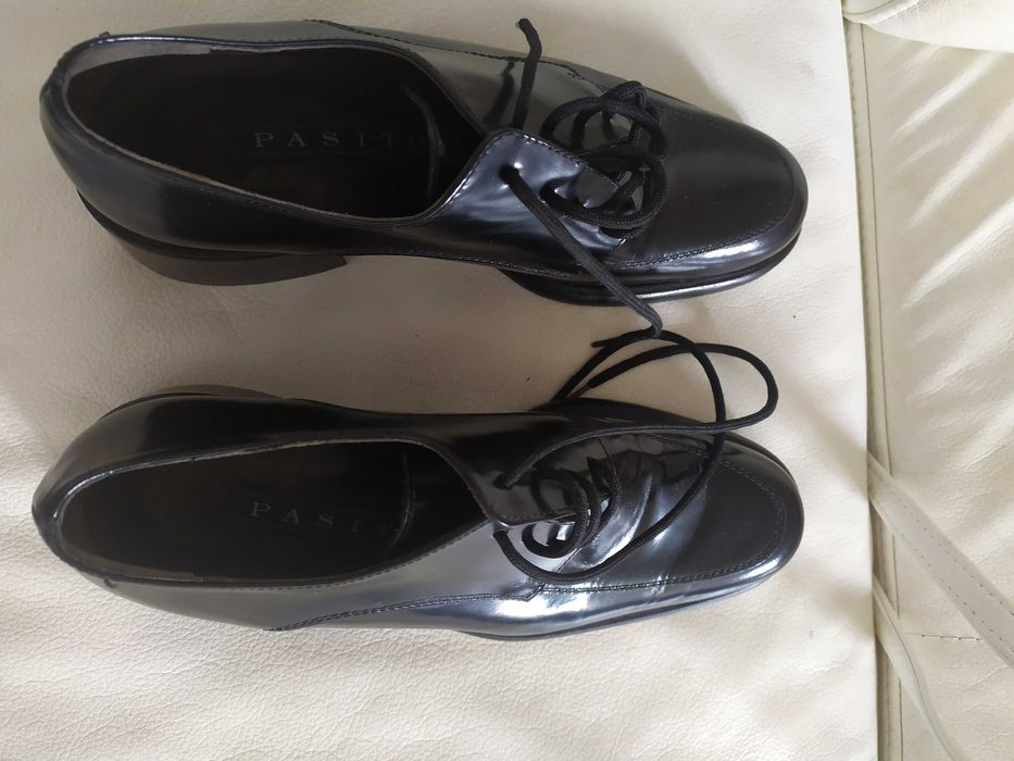 nowe, skórzane, czarne, włoskie buty eleganckie dla chłopca - komunia