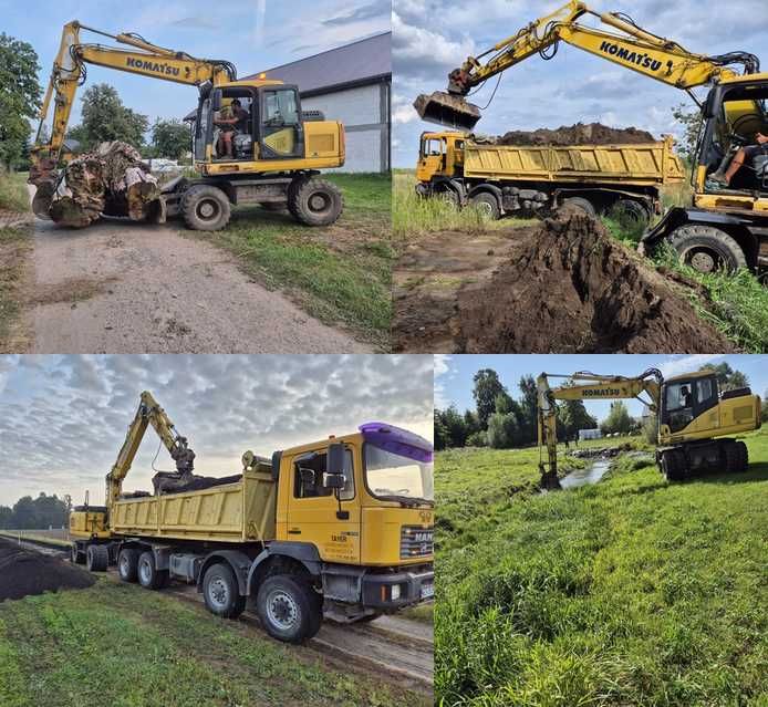 PRACE ZIEMNE  Wykopy Wyburzenia Kopanie Stawów KOPARKA Wywrotka