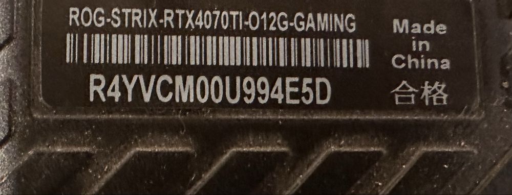 Asus ROG Strix 4070 Ti OC 12 GB VRAM
