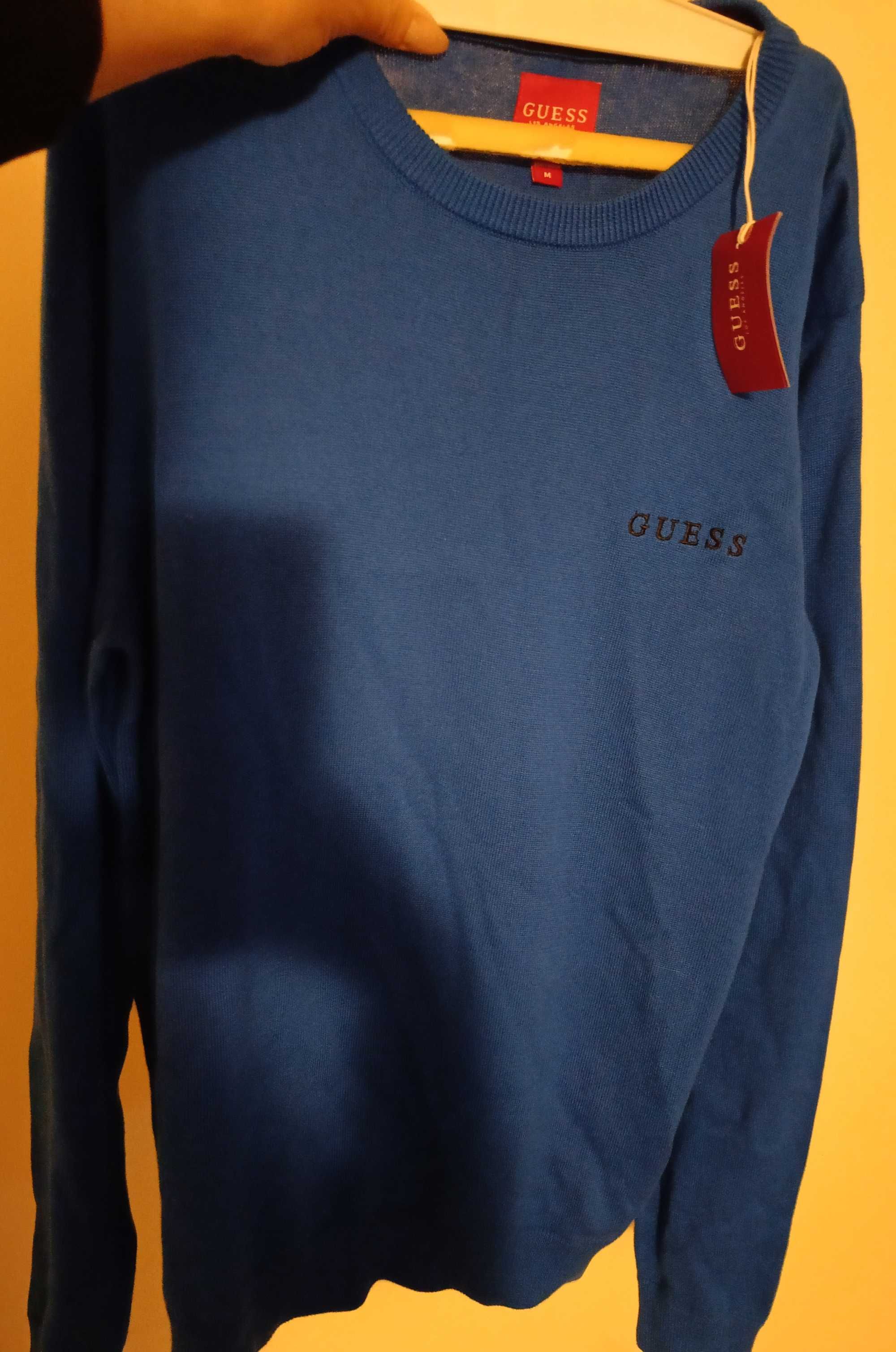 Sweter męski niebieski cienki Guess M