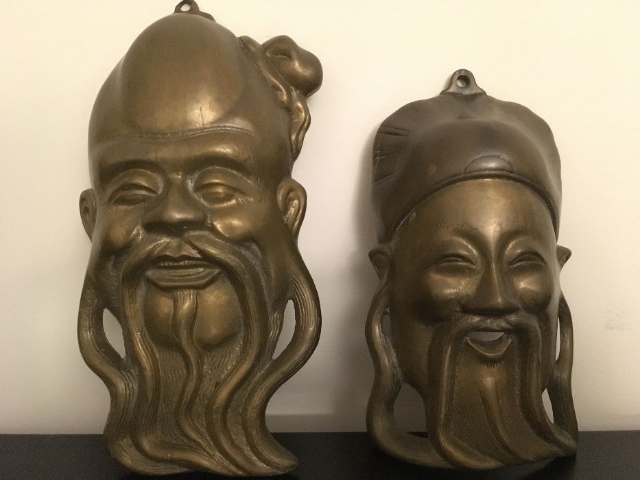 4 Máscaras de parede em bronze antigas de Macau