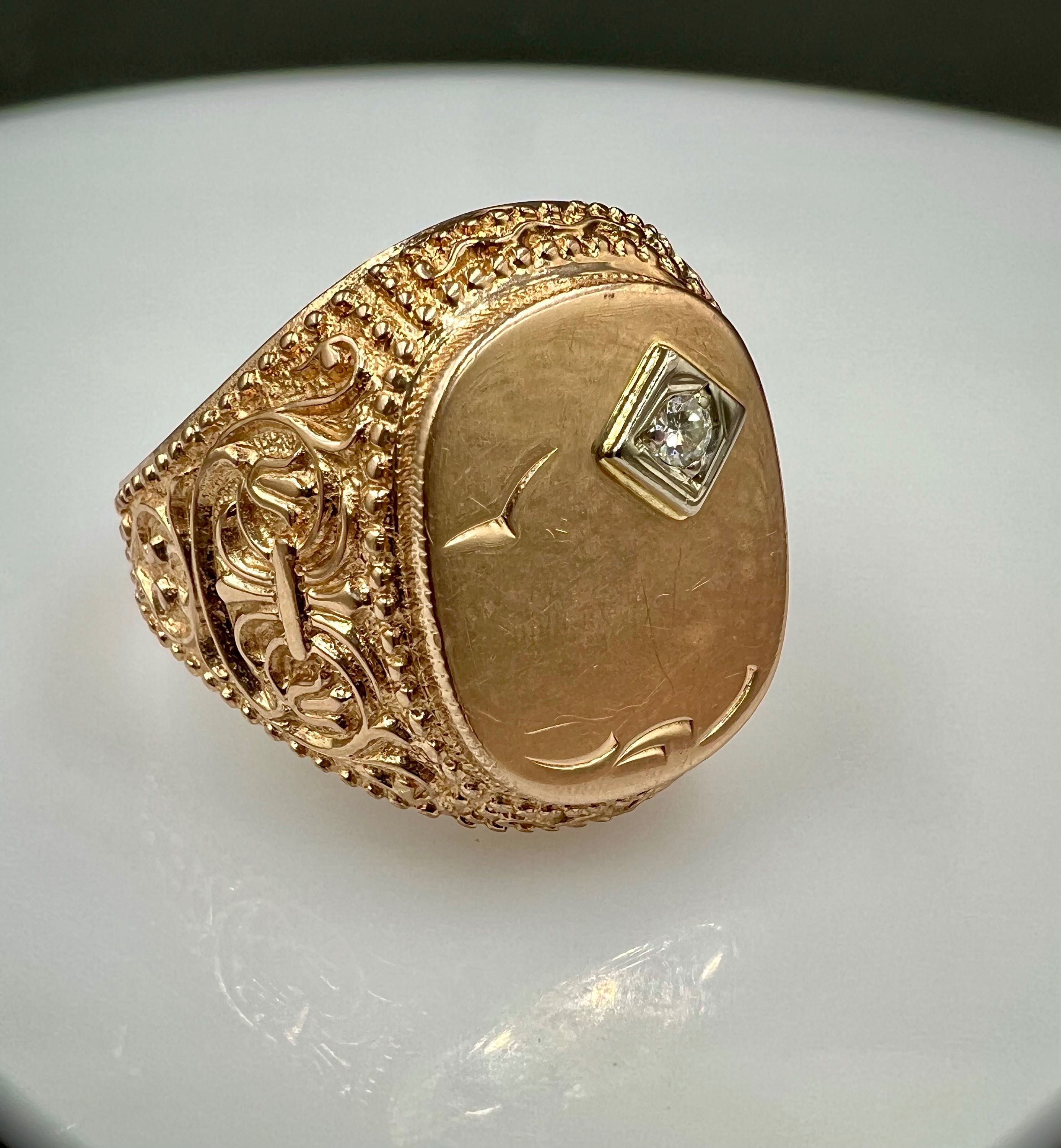 Перстень чоловічий золотий 583 з діамантом