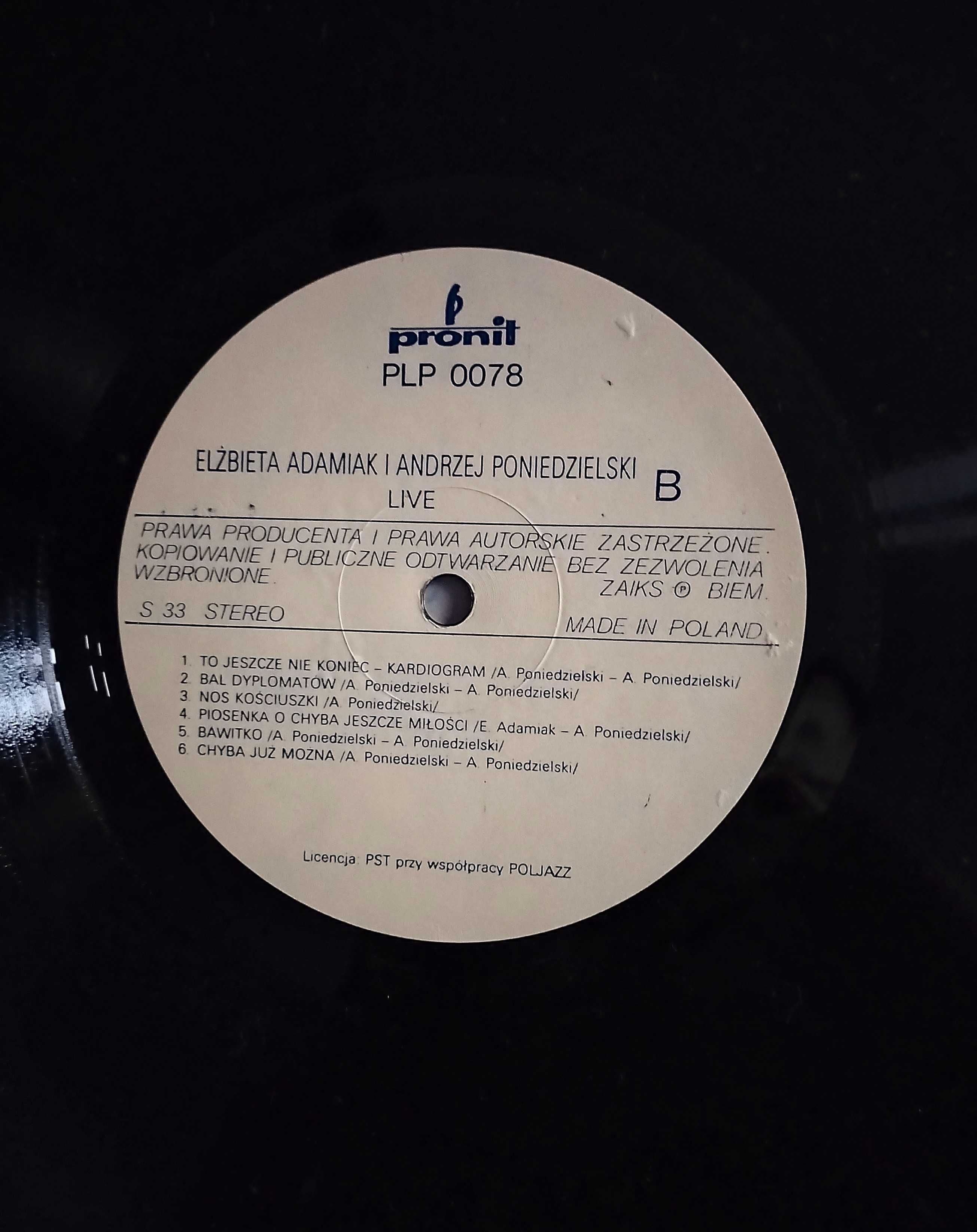 Elżbieta Adamiak & Andrzej Poniedzielski - Live Lp
