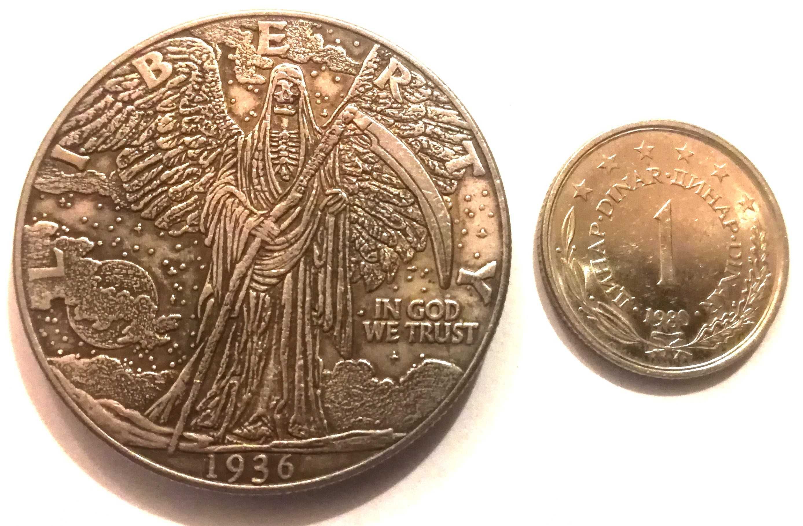 dolar śmierć z kosą Peace Liberty 1936 One Dollar + dinar