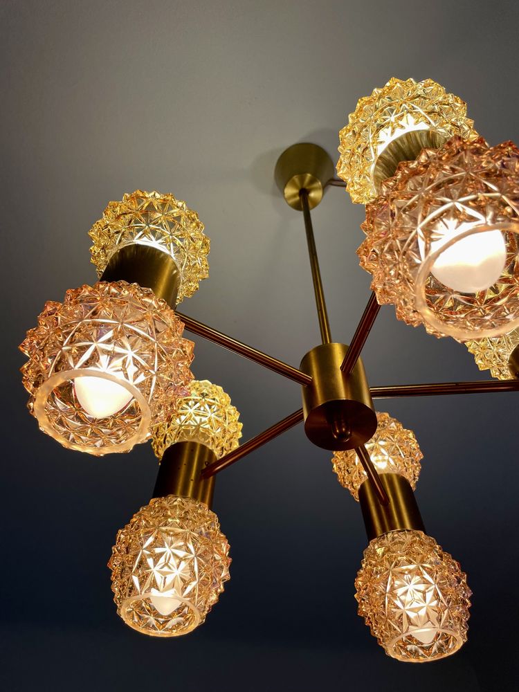 Lampa sufitowa, pięcioramienna vintage,Fest, Ikea, Szwecja, lata 60.