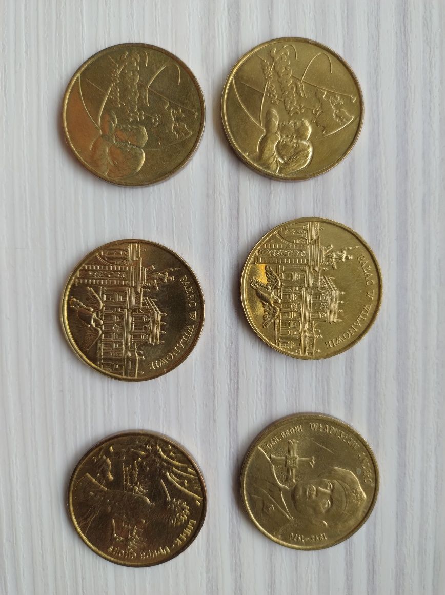 Monety 2 zl Dudek Anders pałac Wilanowie solidarność
