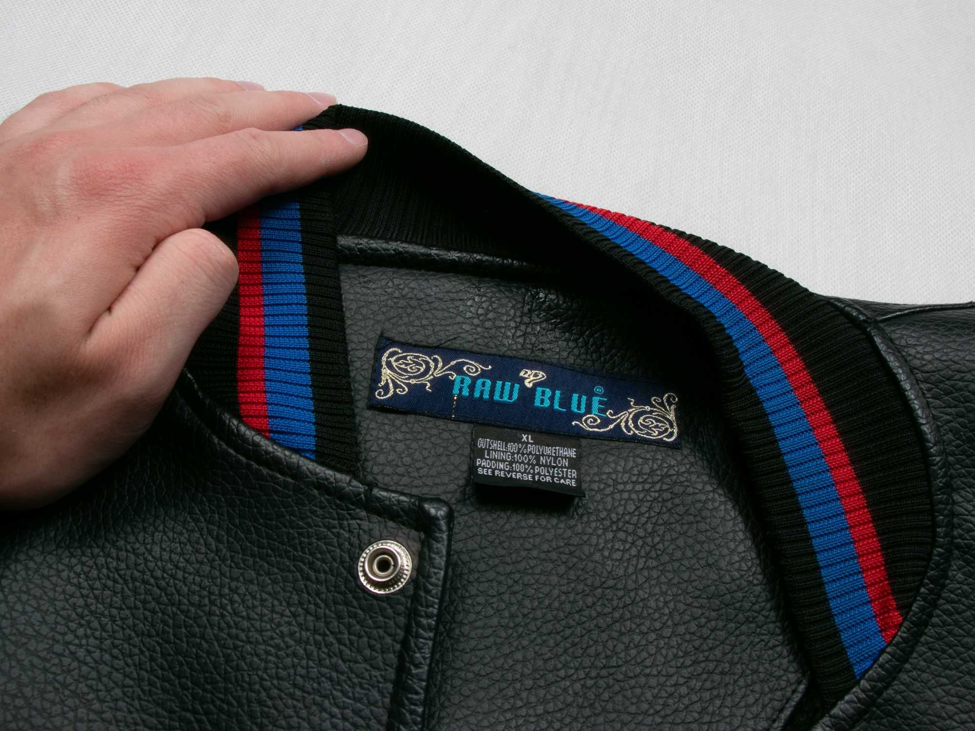 Kurtka skórzana Raw Blue XL y2k oversize bomber hip hop
