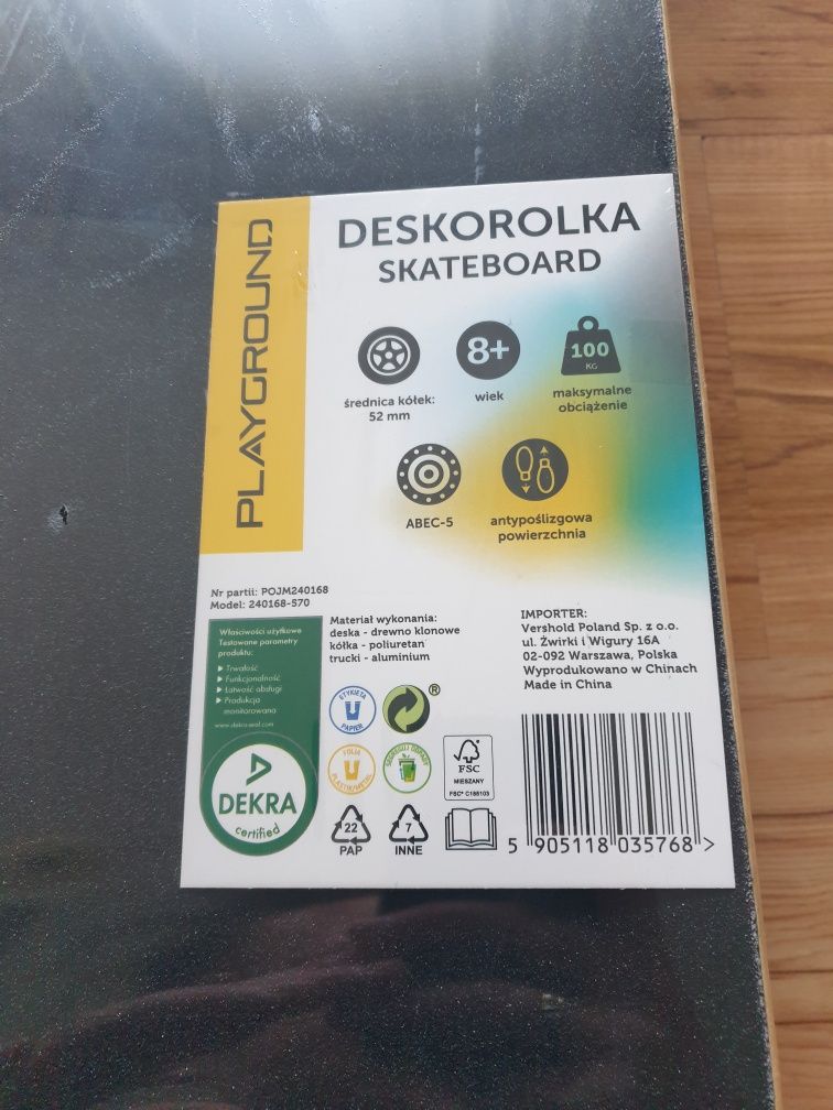 Deskorolka playground 8+, do 100kg, 52mm, skateboard