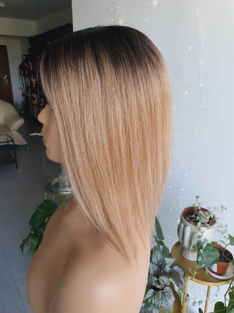 Tupet blond ombre włosy naturlane topper odrost 37 cm Monika