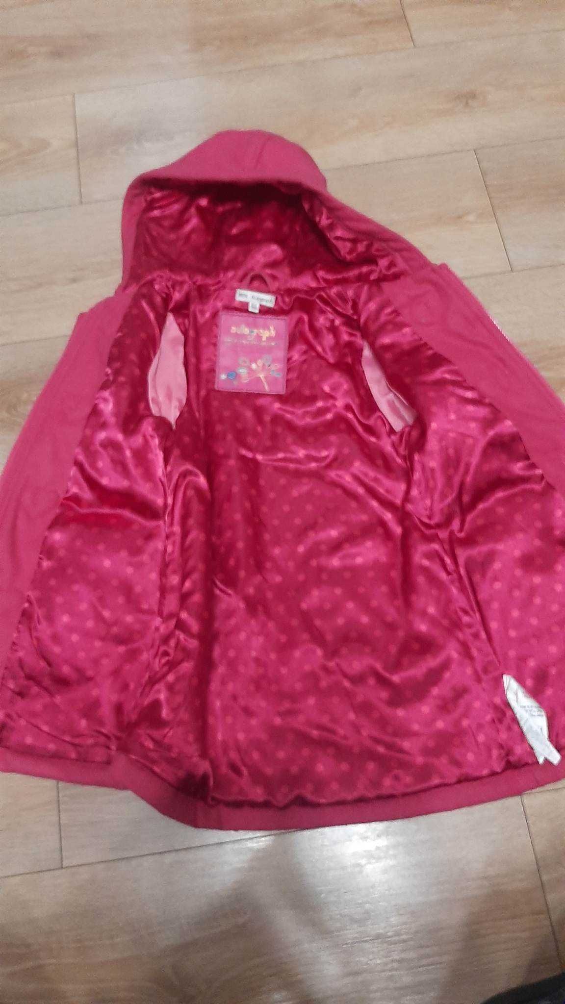 Płaszczyk ciemno różowy dla dziewczynki roz. 110-116, 5 -6 lat.