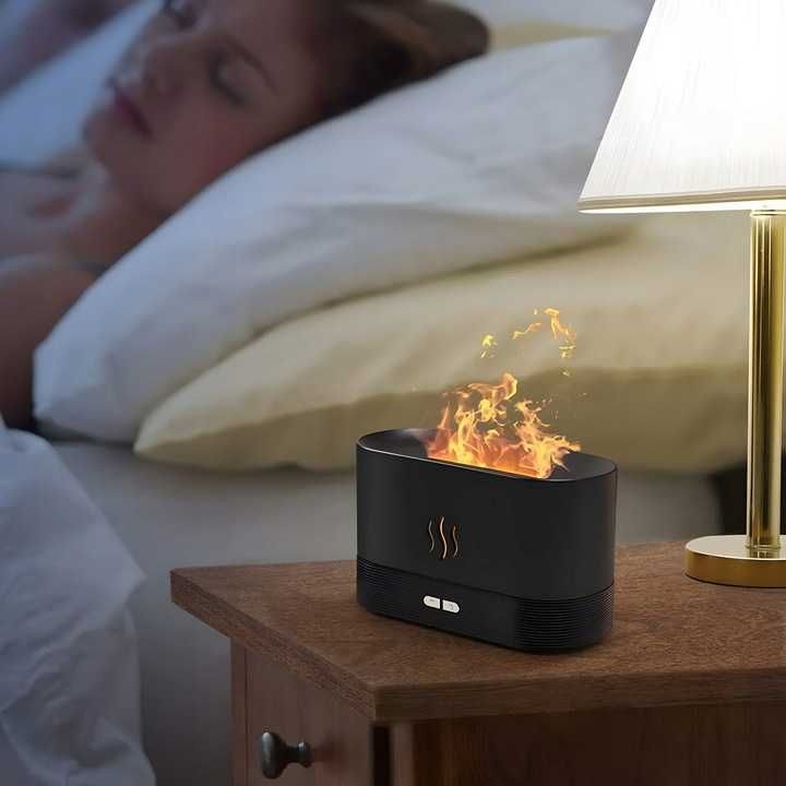 Nawilżacz powietrza z efektem ognia dyfuzor, kominek, aromaterapia LED