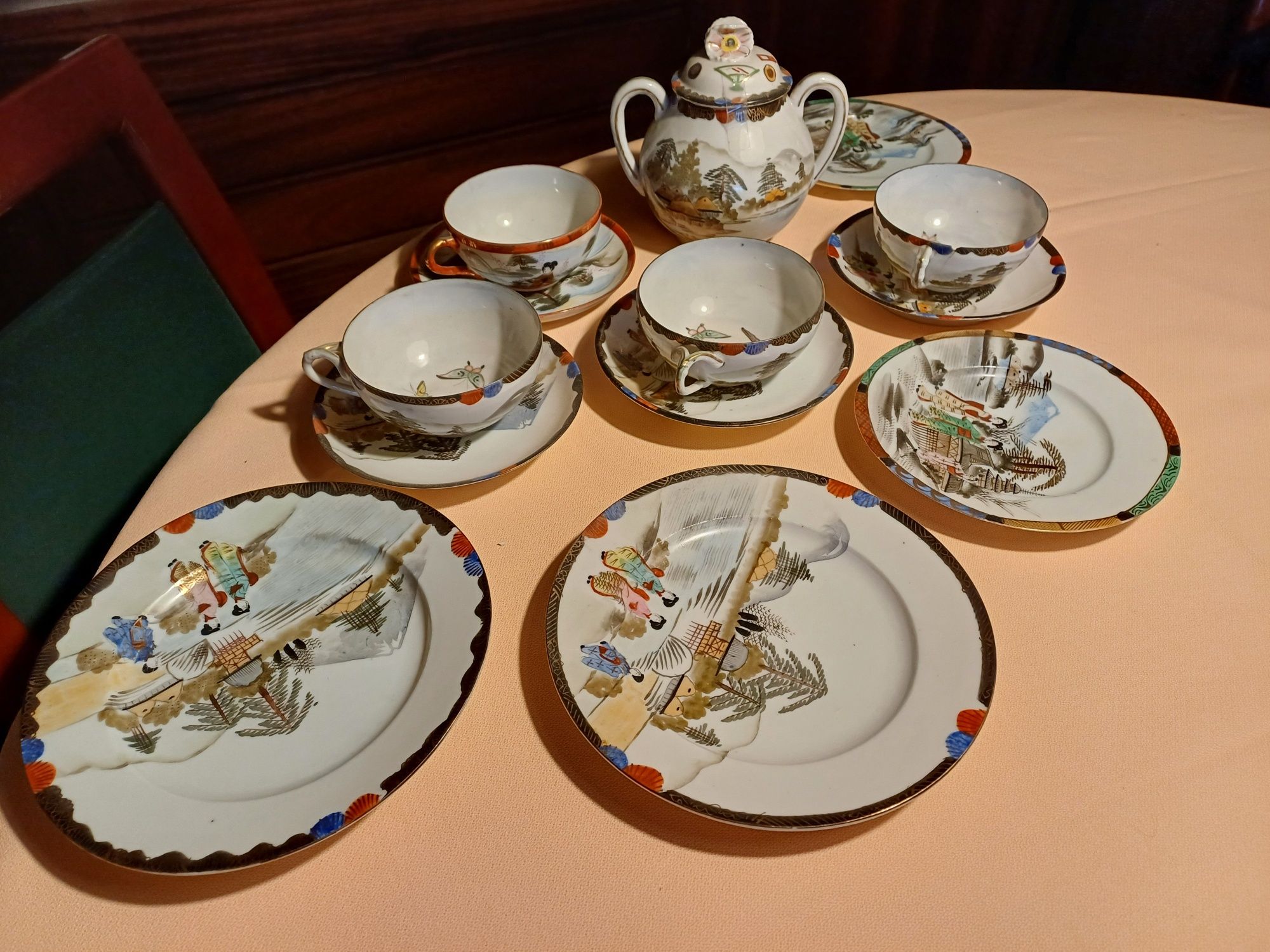 conjunto de chá porcelana chinesa muito antigo