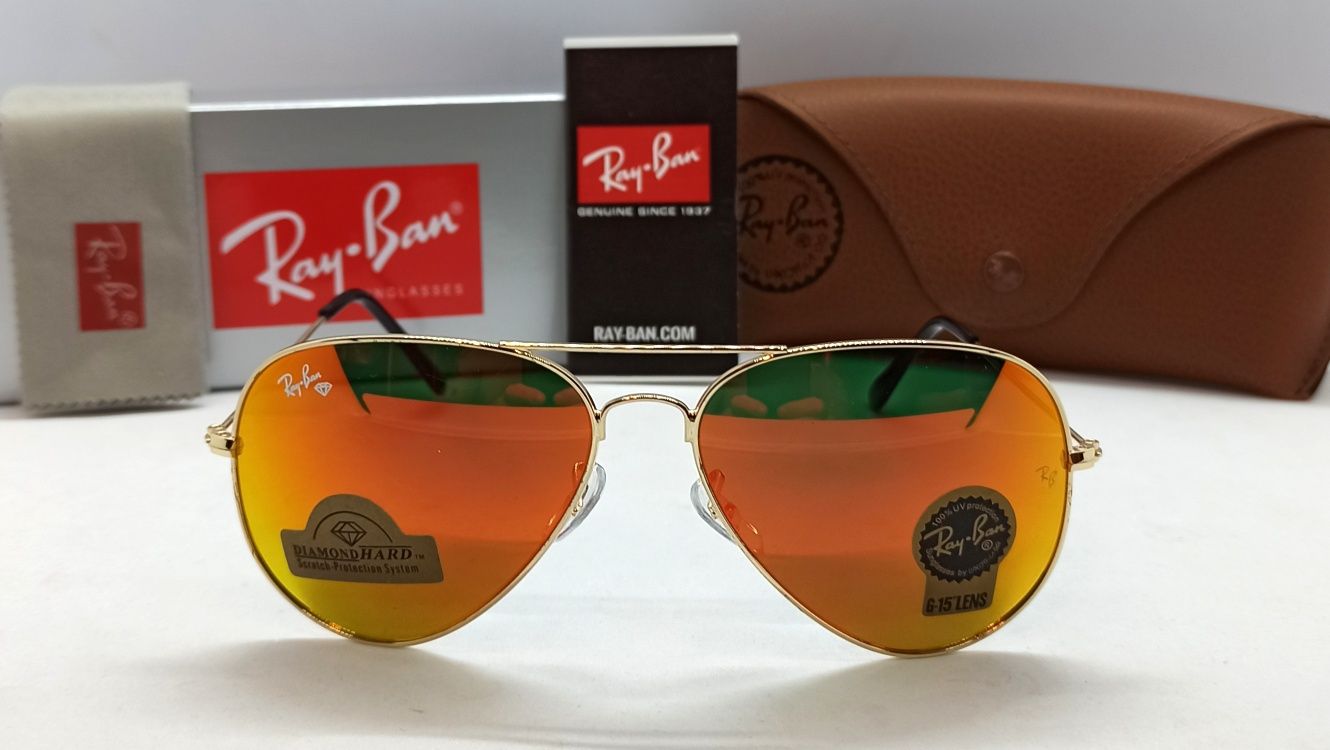 Ray Ban Aviator  очки капли унисекс оранжевые зеркальные линзы стекло